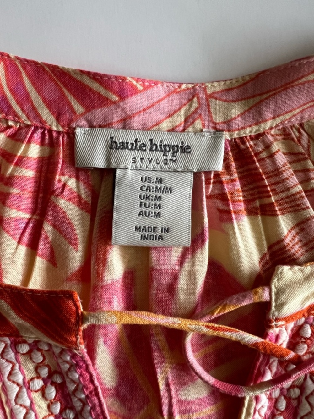 Haute Hippie Pink Orange Tropical Print Tunic Blouse - Picture 3 of 7